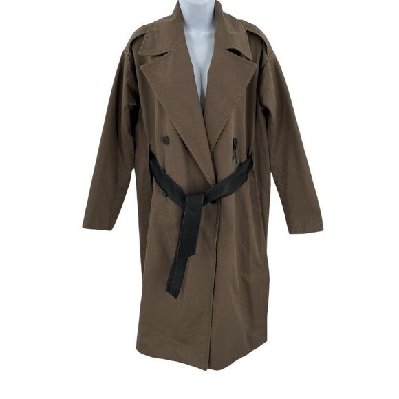 AllSaints All Saints Marlo Mac Trench Coat Belted Long Jacket Button Solid - Picture 2 of 11